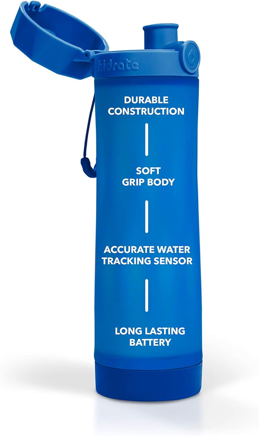 3 Smart Water Bottle, Tracks Water Intake and Glows to Remind You to Stay Hydrated, BPA Free, 20 Oz, Royal Blue